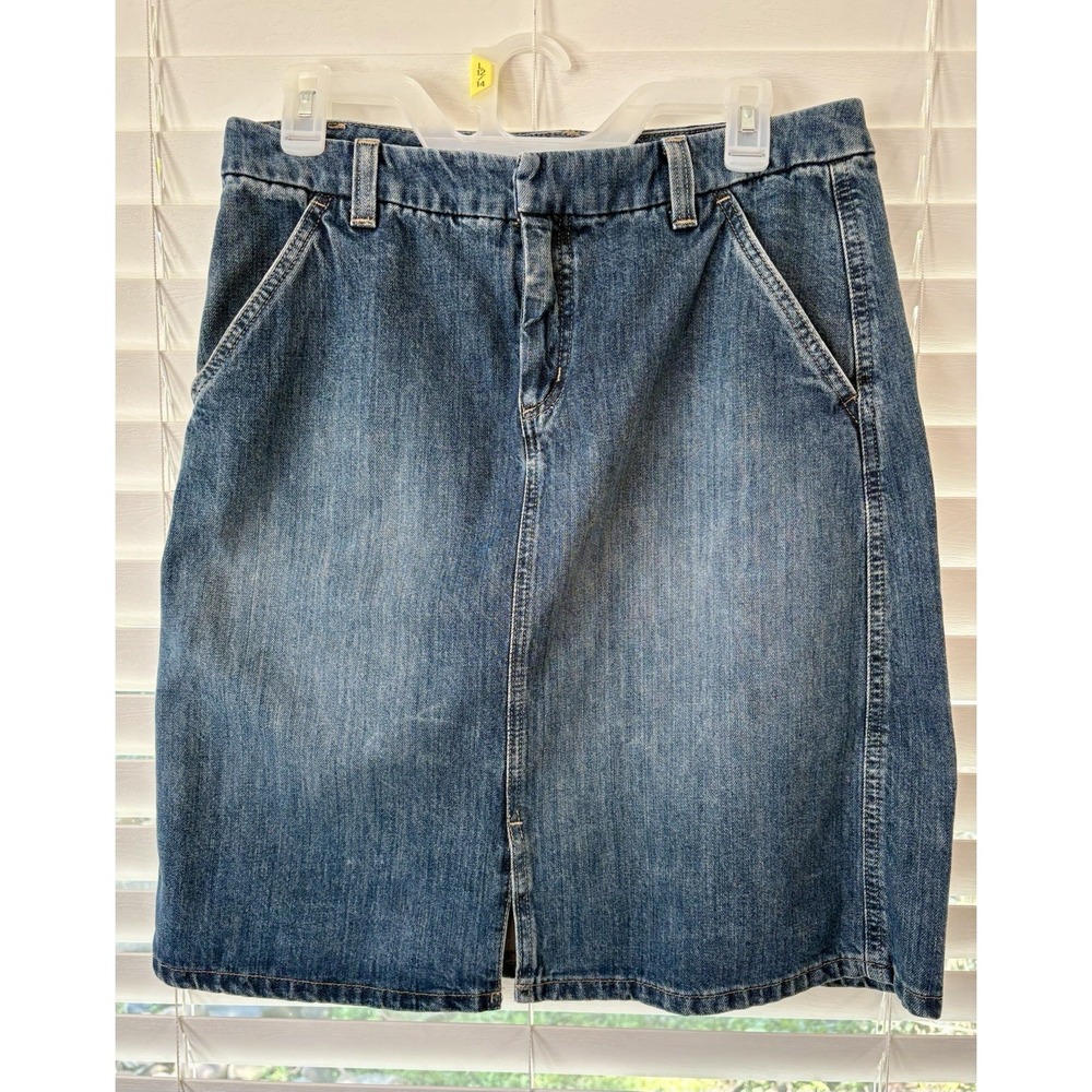 Eddie Bauer Women's 8 100% Cotton Denim Skirt 90's Y2K Straight Pencil Classic